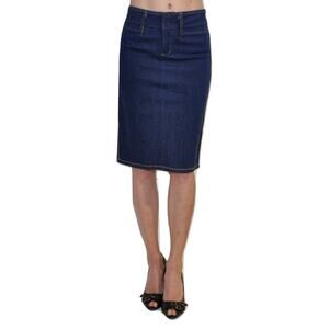 Pre-Owned ABS by Allen Schwartz Denim Knee Length Pencil Skirt Blue 26